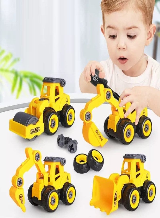 Quasar Construction Vehicles Set DIY Take Apart Friction Powered Push and Go Cute Fun Durably Built 1 Screwdriver Tools Kids Pretend Play Children Boys Girls - Image 1